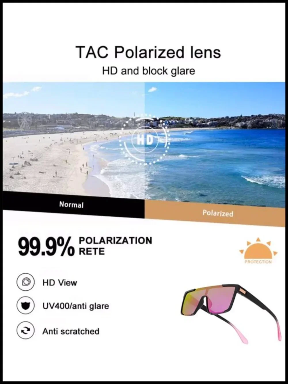 Polarized Shield Sunglasses UV400 Protection TR90 Unisex